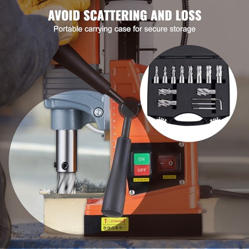 VEVOR Annular Cutter Set, 13 pcs Weldon Shank Mag Drill Bits, 1" Cutting Depth, 7/16" to 1-1/16" Cutting Diameter, M2AL HSS, 2 Pilot Pins, Hex Wrench and Portable Case, for Using with Magnetic Drills - size: 7/16" - 1-1/16" * 1"