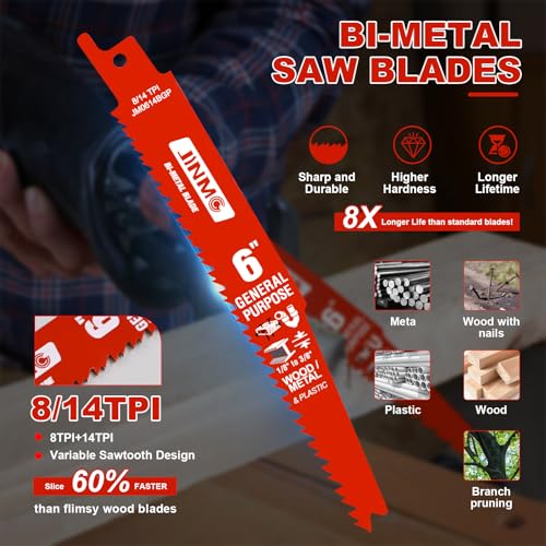 10 Pack 6 Inch 8/14TPI Reciprocating Saw Blades for Diablo Sawzall Blades - size: 6 Inch 8/14TPI