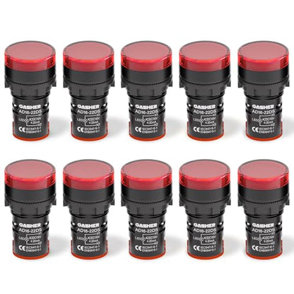 GASHER 10PCS 110V 20mA Energy Saving Indicator Light Red - color: Red