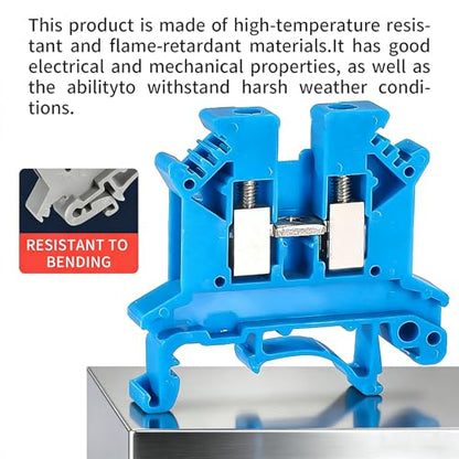 100PCS Blue UK2.5B Terminal Block DIN Rail Terminal Blocks - Application for 12-22 AWG 800V Electrical Cabinets Distribution Box,Solar Power System,PLC Industrial Control Automation Panel DIY CNC RV - color: UK2.5B Blue Terminal Block