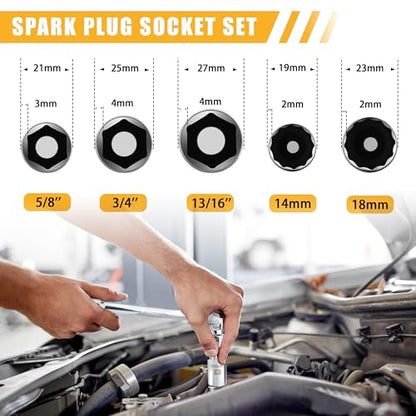 AEROFORCE 3/8-Inch Drive Spark Plug Socket Set 8PCS - size: ‎8PC Spark Plug Socket Set