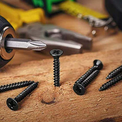 #6 x 3/8" Wood Screw 100Pcs 18-8 (304) Stainless Steel Screws Flat Head Phillips Fast Self Tapping Drywall Screws Black Oxide by SG TZH - size: #6 x 3/8"