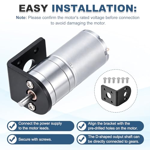 MECCANIXITY DC 24V 77RPM Gear Motor High Torque with Bracket 25mm Dia
