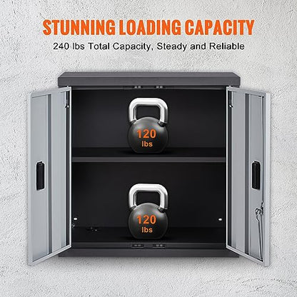 VEVOR Foldable Wall Cabinet, Metal Garage Locker Mounted 26" Small Tool Chest 240 LBS Loading Capacity Adjustable Shelf Magnetic Door File for Warehouse Office Home Black - size: Foldable 26"