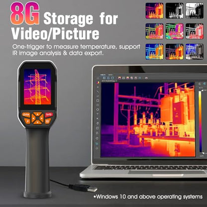 BTMETER Thermal Camera - Infrared Temperature Imager 200,000 Pixels with 256 x 192 IR Resolution 25Hz, 8G Image Storage Measure Temp -4°F~1022°F, 56° FOV Thermal Imaging Camera Gun for HVAC - color: Orange
