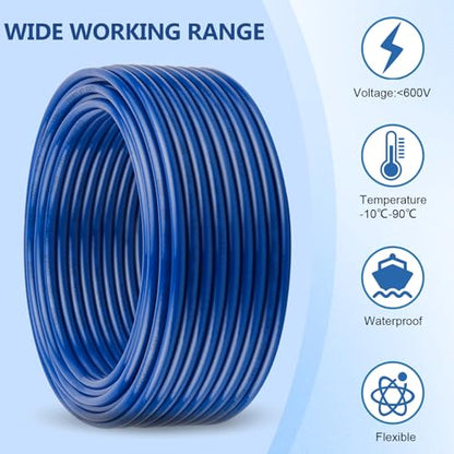 THHN Wire 4 Gauge 50 FT, 4 AWG Stranded OFC Copper Electrical Building Wire with Nylon Jacket PVC Insulation, Rated 600V for Residential, Industrial, CNC, Ground (4 Gauge, Blue) - color: Blue, size: 4 AWG 50FT