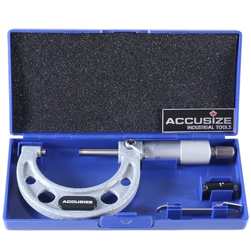 Accusize Industrial Tools 1-2 inch by 0.0001'' Ultra-Precision Outside Micrometer, Eg00-0002 - size: 1-2"