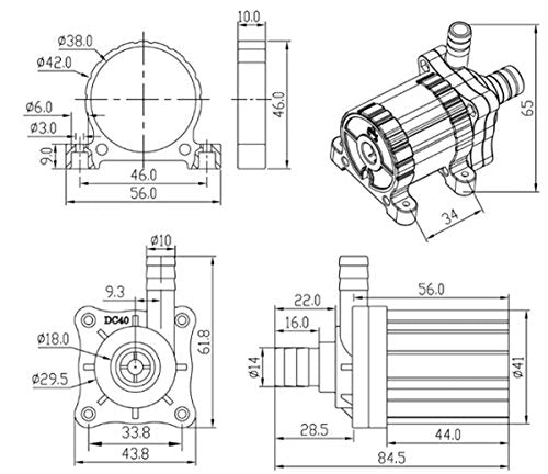 AUBIG DC40-1250 Brushless Magnetic Drive Centrifugal Submersible Water Pump CPU Cooling DC12V 1A 500L/H 5.0M 14.40W - color: Max Flow Rate: 500l/H
