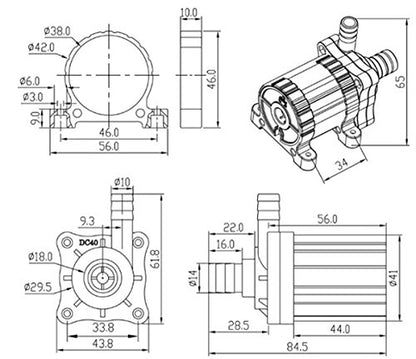 AUBIG DC40-1250 Brushless Magnetic Drive Centrifugal Submersible Water Pump CPU Cooling DC12V 1A 500L/H 5.0M 14.40W - color: Max Flow Rate: 500l/H