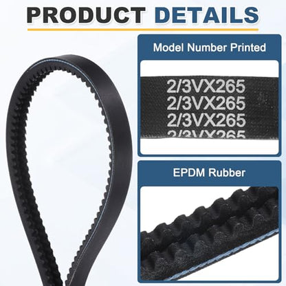 uxcell 2/3VX265 EPDM V-Belt, 2 Banded, 26.5" Outer Circ x0.75 W x0.39 Thk - size: 2/3VX265