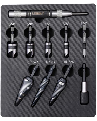 9 PCS M35 Cobalt 4‑Flute Step Drill Bits, Hex Unibit with Center Punch - color: Silver Black