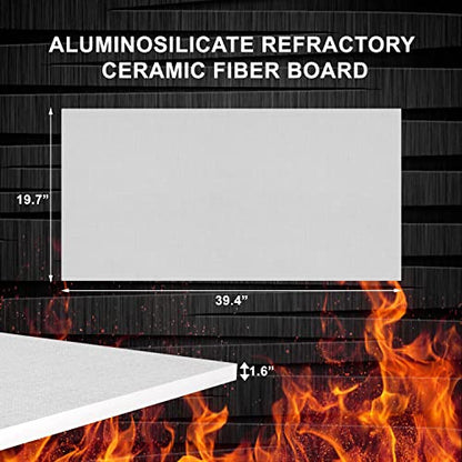 SIMOND STORE Ceramic Fiber Board Insulation, 1.6" x 19.7" x 39.4", 2300F - size: 1.6" x 19.7" x 39.4"
