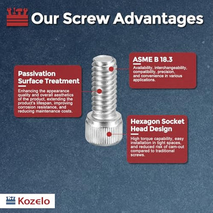 50pcs Socket Head Cap Screws 1/4"-20x1/2 304 Stainless Steel Silver - color: Silver, size: 1/4"-20x1/2"