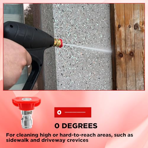 Pressure Washer Tips, 0° Red Nozzle 7 Pack for Cars/Driveways/Patios - color: Red