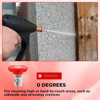 Pressure Washer Tips, 0° Red Nozzle 7 Pack for Cars/Driveways/Patios - color: Red