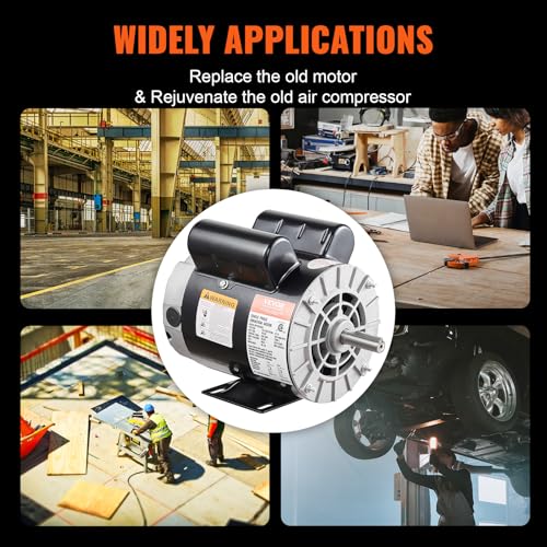 VEVOR 2HP Air Compressor Electric Motor, 115/230V, 20/10 Amps, 56 Frame 3450RPM, 5/8" Keyed Shaft, 1.88" Shaft Length, Single Phase, CCW/CW (Factory Setting is CCW) - size: 2P-1.88" Shaft Length
