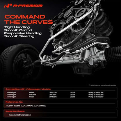 A-Premium Power Steering Pressure Hose Assembly Compatible with Volkswagen