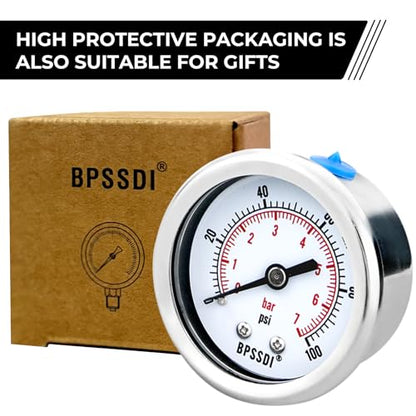 0-100 Psi Low Pressure Gauge, 2" Dial Size, 1/4 G Back Mount, Stainless Steel Case for Water Pressure Gauge Test for Water Pipe, HVAC(with Tape) - size: 0-100 psi, style: Back Mount