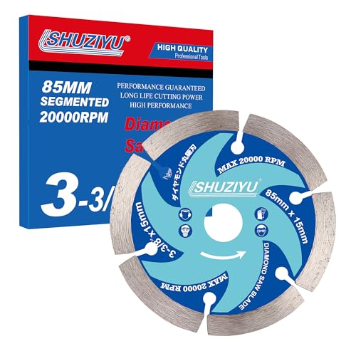 LSHUZIYU 3-3/8" (85mm), Stone Working Diamond Circular Saw Blade, Arbor 15mm, Use on All Brand 15mm Arbor Cordless Saw, Granite, Marble, Concrete Cutting - size: 3-3/8"(85mm) Stone