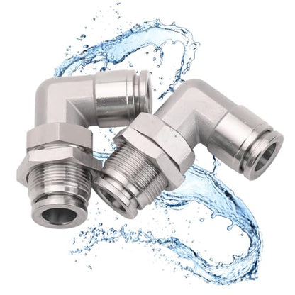 2Pcs Bulkhead Elbow 3/8" Tube OD x 3/8" NPT Push to Connect Fittings - size: 3/8" x 3/8"