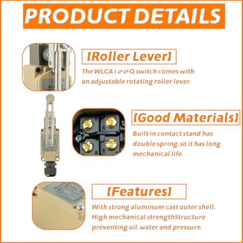 WLCA12-2-Q Adjustable Roller Lever Arm Limit Switch - size: 2 Pcs