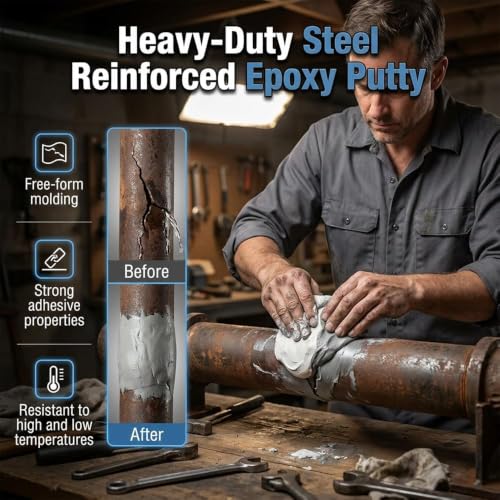 Steel Reinforced Epoxy Putty, 2 Bags Strong Clay Iron Adhesive, 2-Part 3.52oz/100g Waterproof Heat-Resistant Epoxy Putty Repair Kit, for Bonding Metal, Plastic, Wood, Tiles, Ceramics