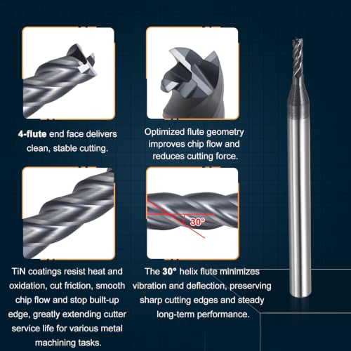 2mm Carbide End Mill, 6mm Cut L, 50mm L, 4mm Shank, Black - color: Black, size: 2mm Dia,6mm CL,50mm L,4mm Shank