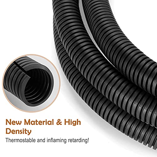 ZhiYo 20FT 3/8" Wire Loom Split Tubing Auto Wire Conduit, Black - color: Black, size: 20FT 3/8"