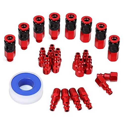 Aluminum Air Fittings, 1/4" NPT, 25 Pieces, Red - color: Red, size: 25 Pieces