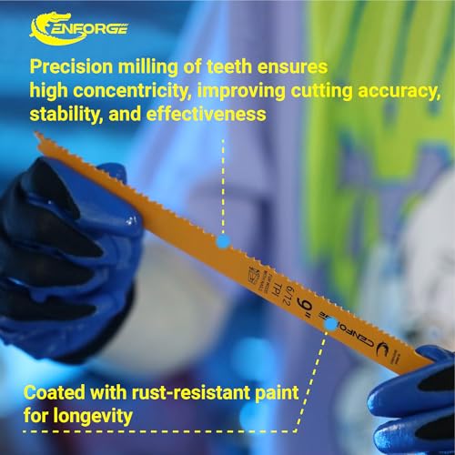 25-PC Reciprocating Saw Blades, 9 inch, 6-12 TPI, BI-Metal (M42+D6A) Material, Replace Milwaukee, Dewalt and Diablo sawzall Blade for Wood with Nails - style: 9 inch-6/12 TPI-25PC