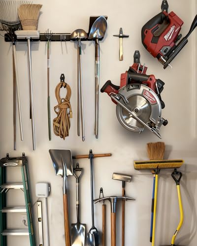 PIYILO Garden Tool Organizer 48 inches with 18 Garage Wall Hooks in 9 Types - size: 48 inch 18-Hook