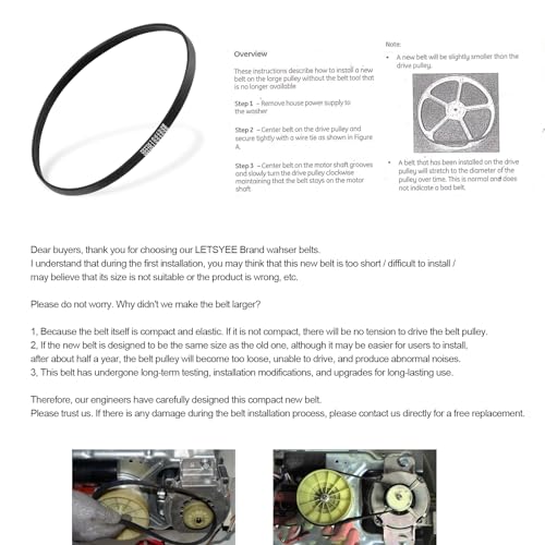 WH01X27538 Washer Drive Belt Replacement for GE/Hotpoint Washing Machines Parts AP6328256, PS12299369, 4587903, 290D1101P005, Industrial V-Belt Washer Motor Replacement Accessories (1 Pack) (Black) - color: black