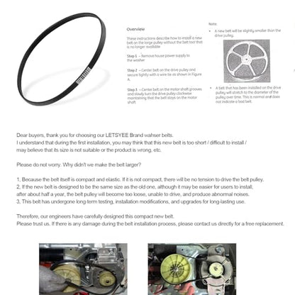 WH01X27538 Washer Drive Belt Replacement for GE/Hotpoint Washing Machines Parts AP6328256, PS12299369, 4587903, 290D1101P005, Industrial V-Belt Washer Motor Replacement Accessories (1 Pack) (Black) - color: black