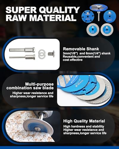 2 Inch Mini Diamond Saw Discs 5pcs - Sintered Diamond Blade Glass Cutting Saw Blades & Diamond Cutting Wheel for Wood/Metal/Glass/Stone (with 1/8"/1/4" Shank & Screwdriver*1)
