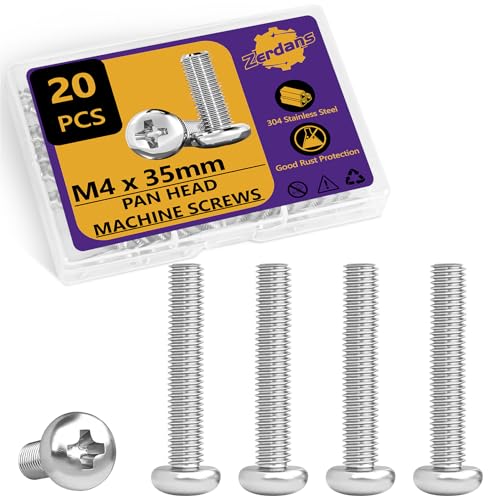 20Pcs M4x35mm Phillips Pan Head Machine Screws Kit 304 SS for DIY - size: M4x35mm