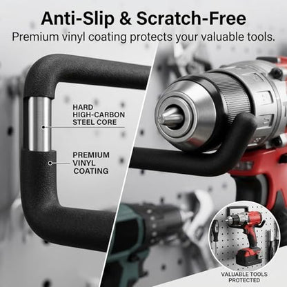INCLY 24 Pack 1/4" Pegboard Drill Holder Tool Utility Hooks - size: 24 Pack