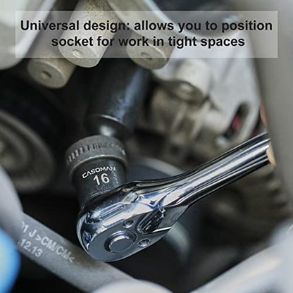 CASOMAN 10 PCS 3/8" Drive Deep Standard Universal Impact Socket Set, 6 Point, CR-MO, Metric,10-19mm - size: 10 PCS 3/8" Dr.(Deep)