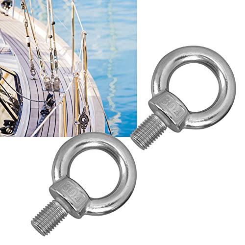 M20 Stainless Steel Eye Bolt, 2Pcs Heavy Duty Lifting Ring Screws, Marine Grade 316 Shoulder Eye Bolts with Nuts, for Lifting Rigging Marine Hardware Pulley Bracket