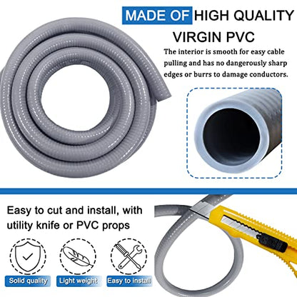 Liquid-Tight Conduit 50 ft 8 Pieces Connector Kit,Electrical Conduit 1/2 - size: 1/2IN,50FT