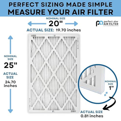 Perfect Aire Elite Air Filter MERV 13 - Electrostatically Charged Pleated Dual Airflow HVAC Filter - Lasts 90 Days (6 Pack, 20x25x1) - size: 25" x 20" x 1", style: 6 Pack