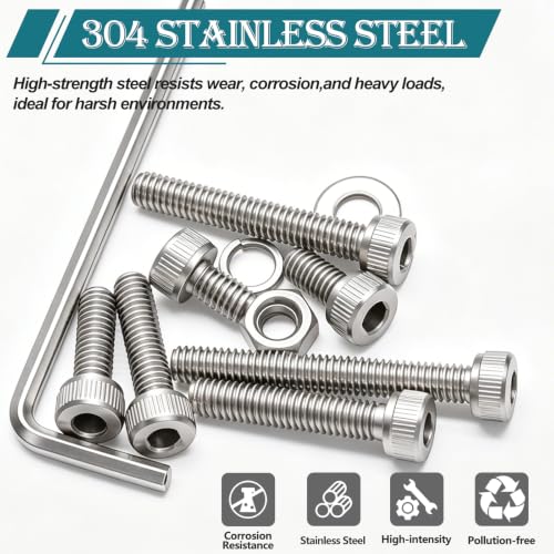 mxuteuk 801PCS M2.5 Screws Assortment Set,M2.5 x 4/6/8/10/12/16/20/25mm M2.5bolts，304 Stainless Steel Hex Socket Head Bolts Nuts Washers Set Suitable for 3D Printer,DIY - size: 801PCS M2.5