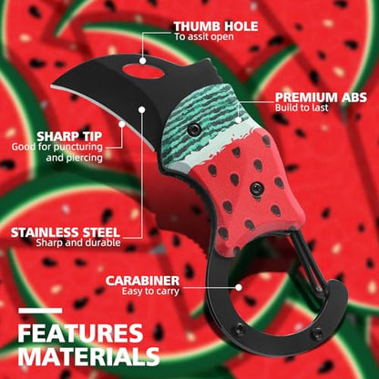 Small Pocket Knife for Women Men, Cute Folding Knife Box Cutter, Mini EDC Knives for Everyday Carry, Folding Utility Knife with Unique Watermelon Design, Ideal Gifts for Men and Women - color: Watermelon