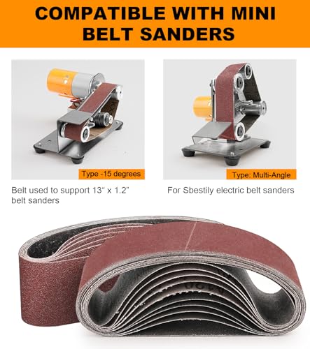 Sbestily 20 Pack 1.2" x 13" Knife Sharpener Sanding Belts Assorted Grits