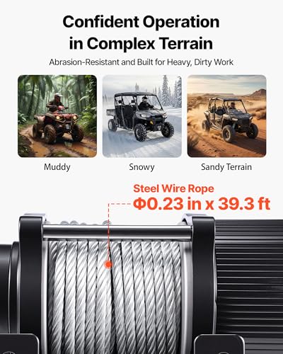 VEVOR 4500 lbs Electric Winch, 12V DC ATV/UTV Winch with Φ0.24 in x 39.4 ft Steel Wire Rope, Wireless & Wired Remote Control, IP54 Waterproof, Roller Fairlead Mount Plate for Towing ATV UTV Off-Road - size: 4500lbs