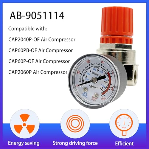 AB-9051114 Air Compressor Pressure Regulator Fits Bostitch Husky Hitachi & Craftsman - color: Pressure Regulator With Gauge