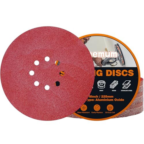 30 PCS 9 Inch Drywall Sanding Discs 80 Grit 8 Hole - color: 8 Hole, size: Grit 80