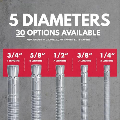 1/2" x 4-1/2" Zinc-Plated Wedge Anchors for Concrete & Cement (Box of 50) - size: 1/2" X 4-1/2"