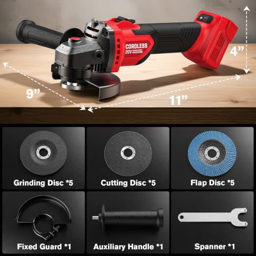 20V Cordless Angle Grinder, Compatible with Milwaukee M18 Battery