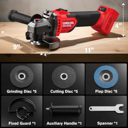 20V Cordless Angle Grinder, Compatible with Milwaukee M18 Battery