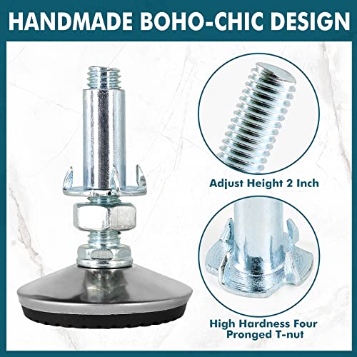 M10 Leveling Feet with 2" Thread Length - Silver, 4 Set - color: Silver, size: M10 x 50mm